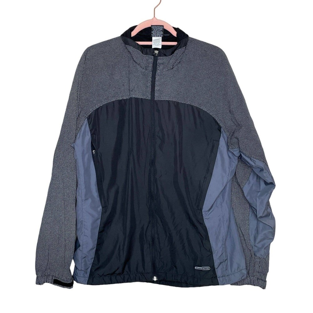 Illumi Nite XL Mens Black Gray Long Sleeve Activewear Full Zip Jacket